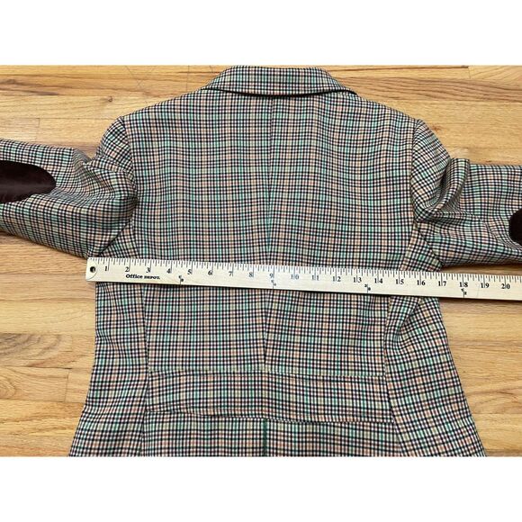 Talbots Womens Brown Blazer Wool Blend Jacket Elbow Patch Stretch Houndstooth 6p - Picture 8 of 9